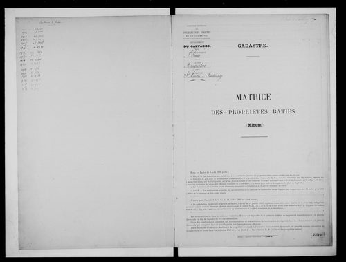matrice cadastrale des propriétés bâties