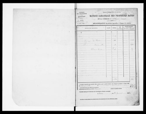 matrice cadastrale des propriétés bâties