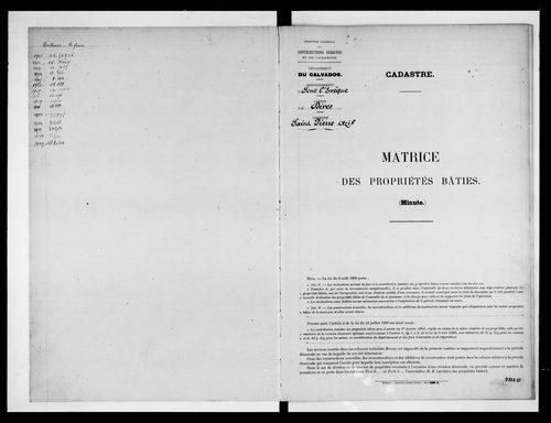matrice cadastrale des propriétés bâties