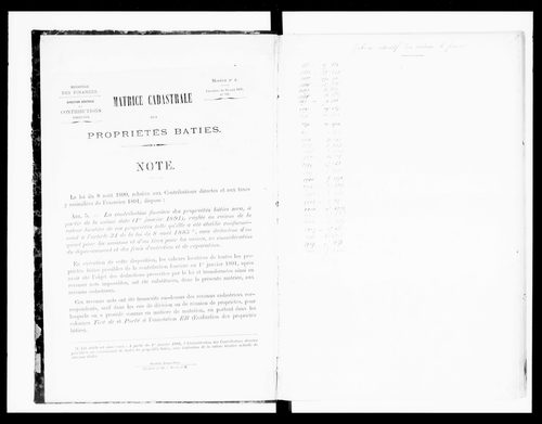 matrice cadastrale des propriétés bâties