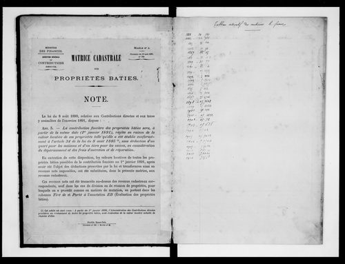 matrice cadastrale des propriétés bâties