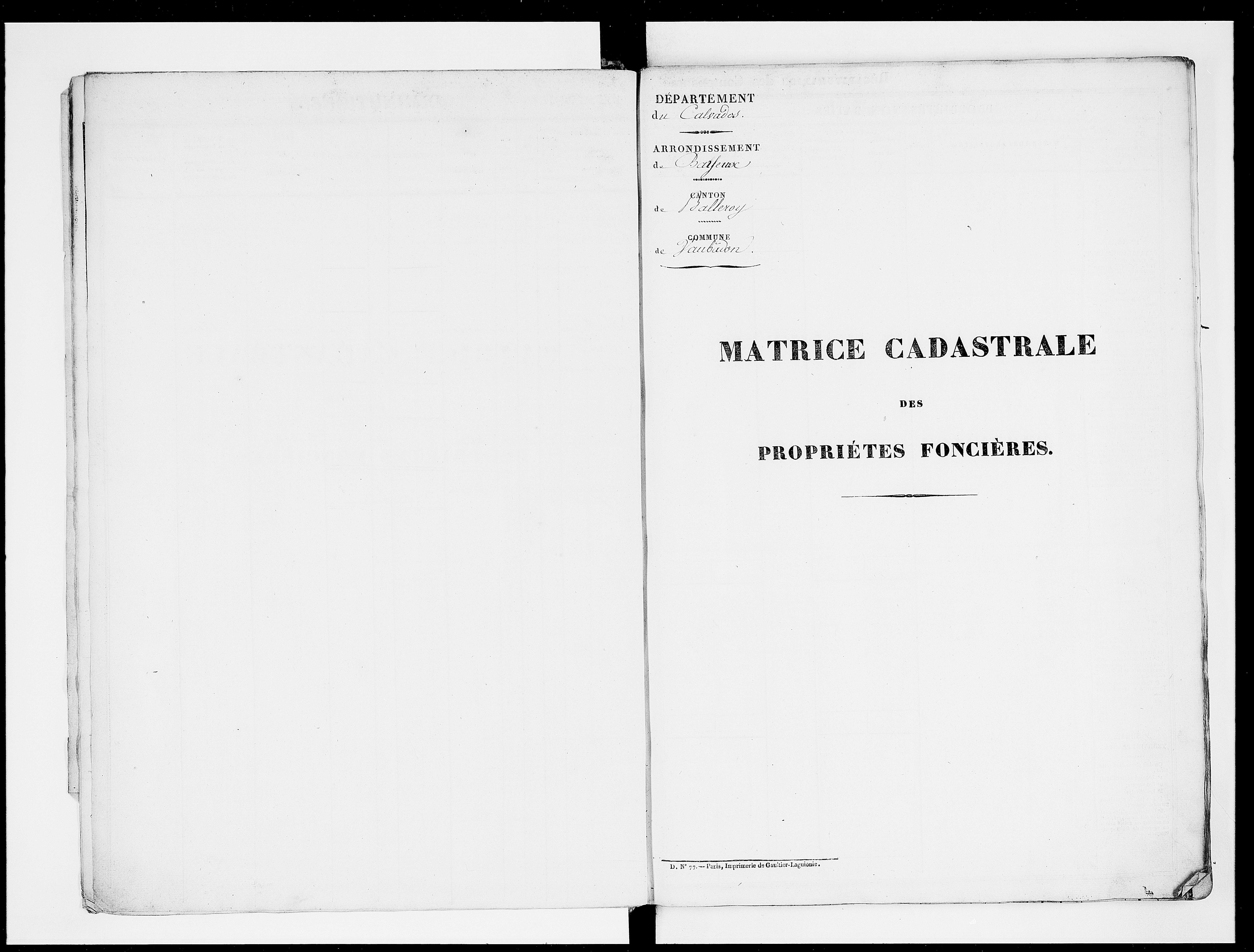 matrice cadastrale des propriétés foncières (bâties et non bâties)