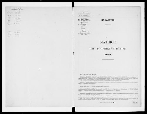 matrice cadastrale des propriétés bâties