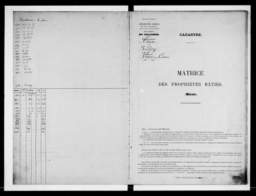 matrice cadastrale des propriétés bâties