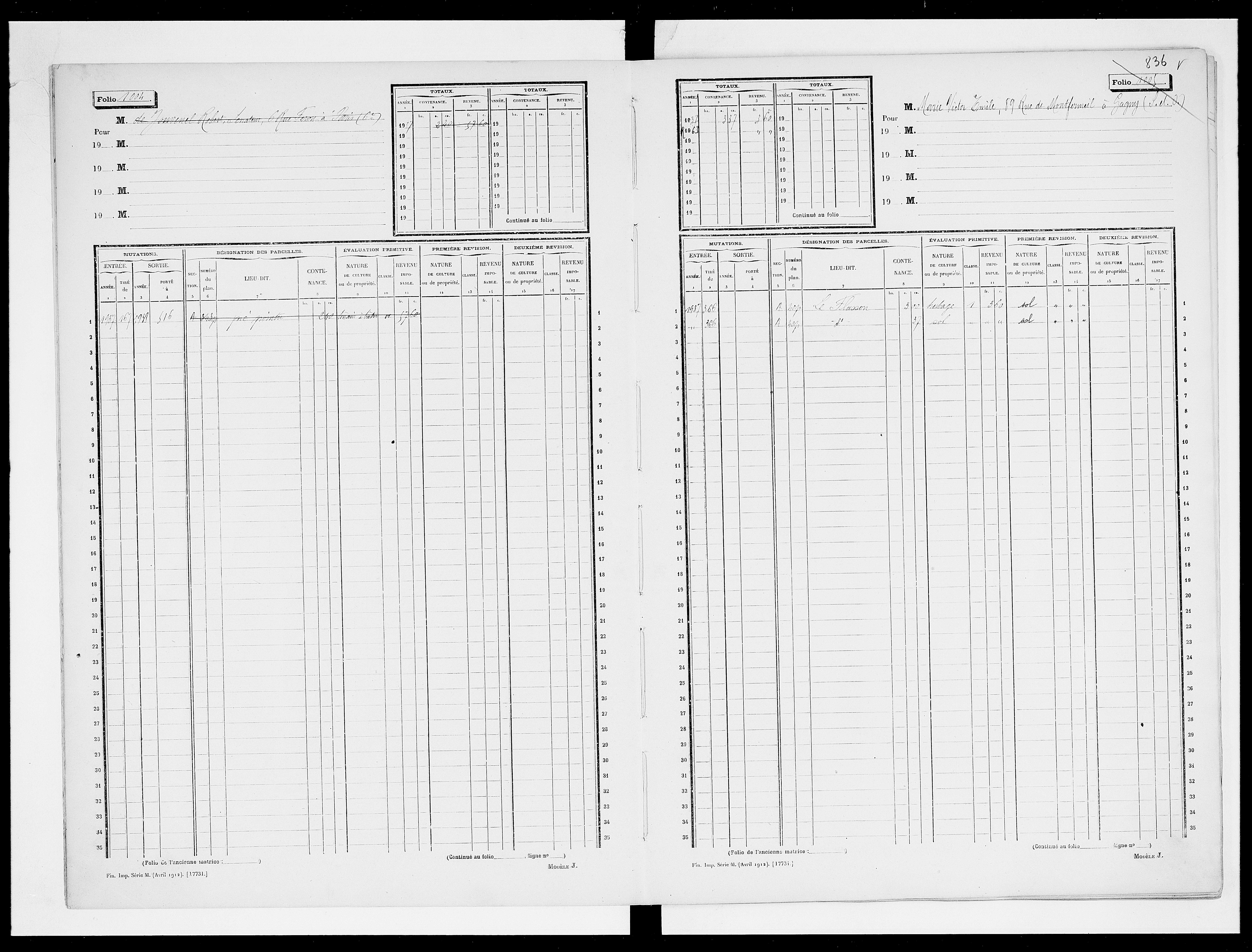 matrice cadastrale des propriétés non bâties, 1913-1963, 3e vol. (folios 999-1198)