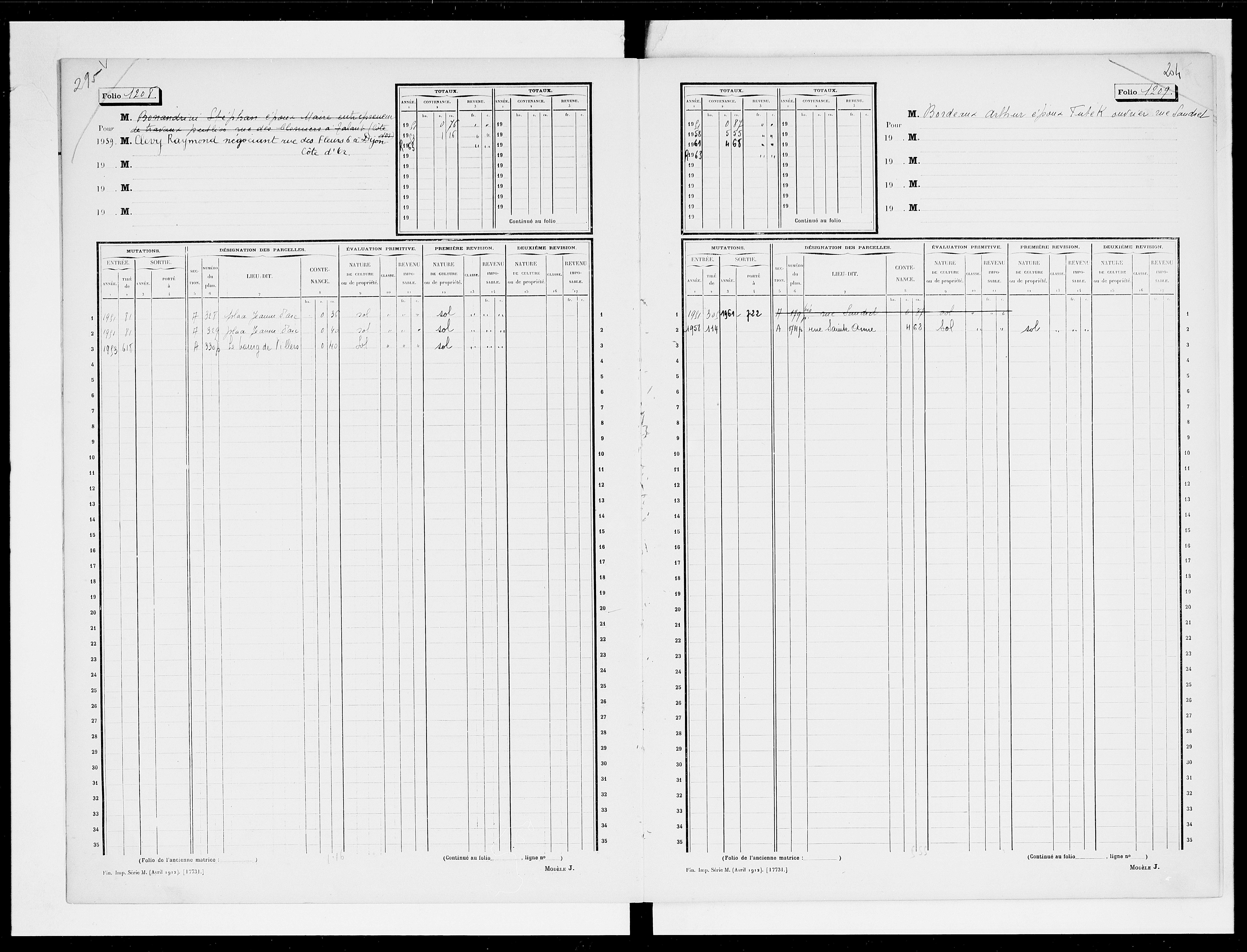 matrice cadastrale des propriétés non bâties, 1913-1963, 4e vol. (folios 1199-1398)