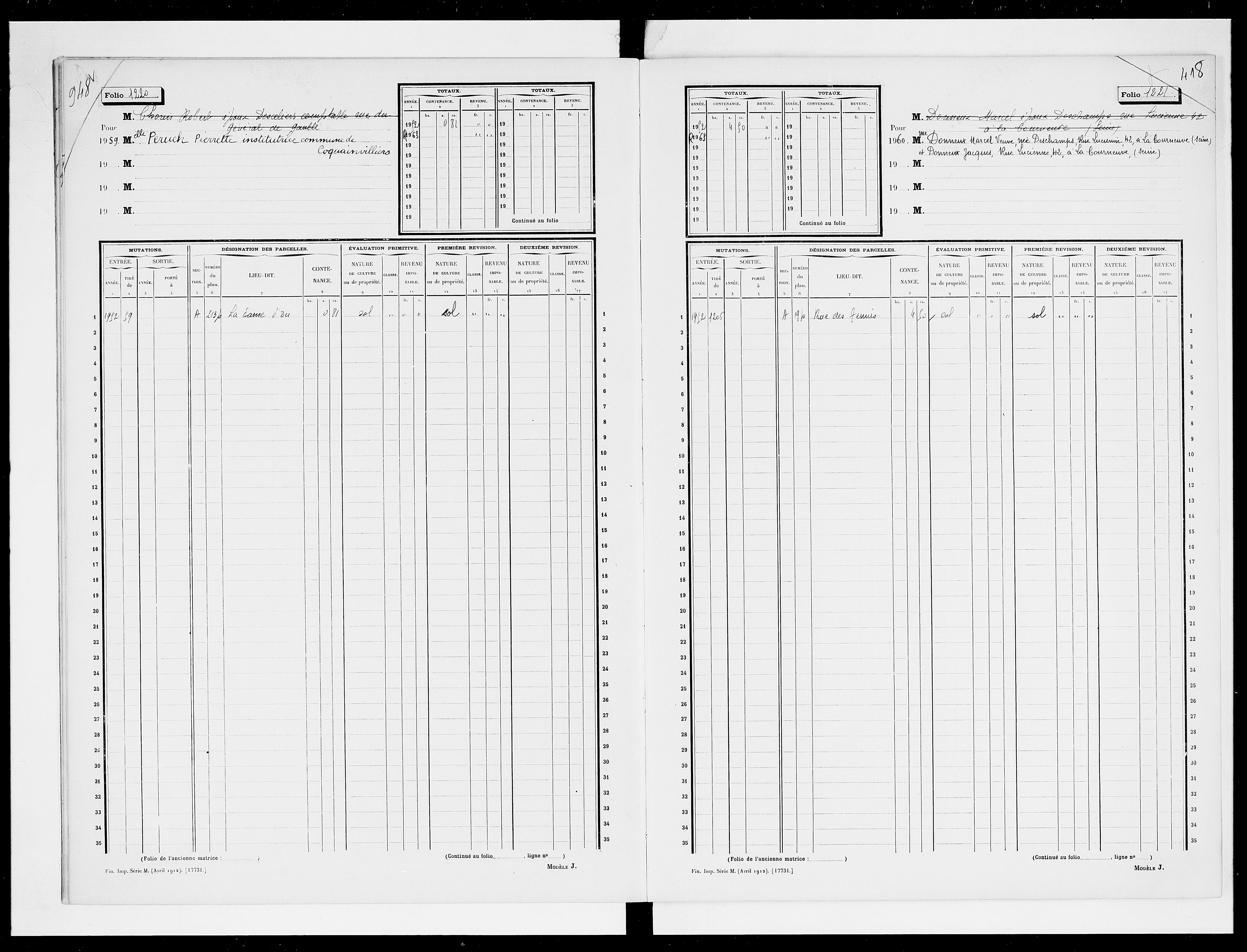 matrice cadastrale des propriétés non bâties, 1913-1963, 4e vol. (folios 1199-1398)