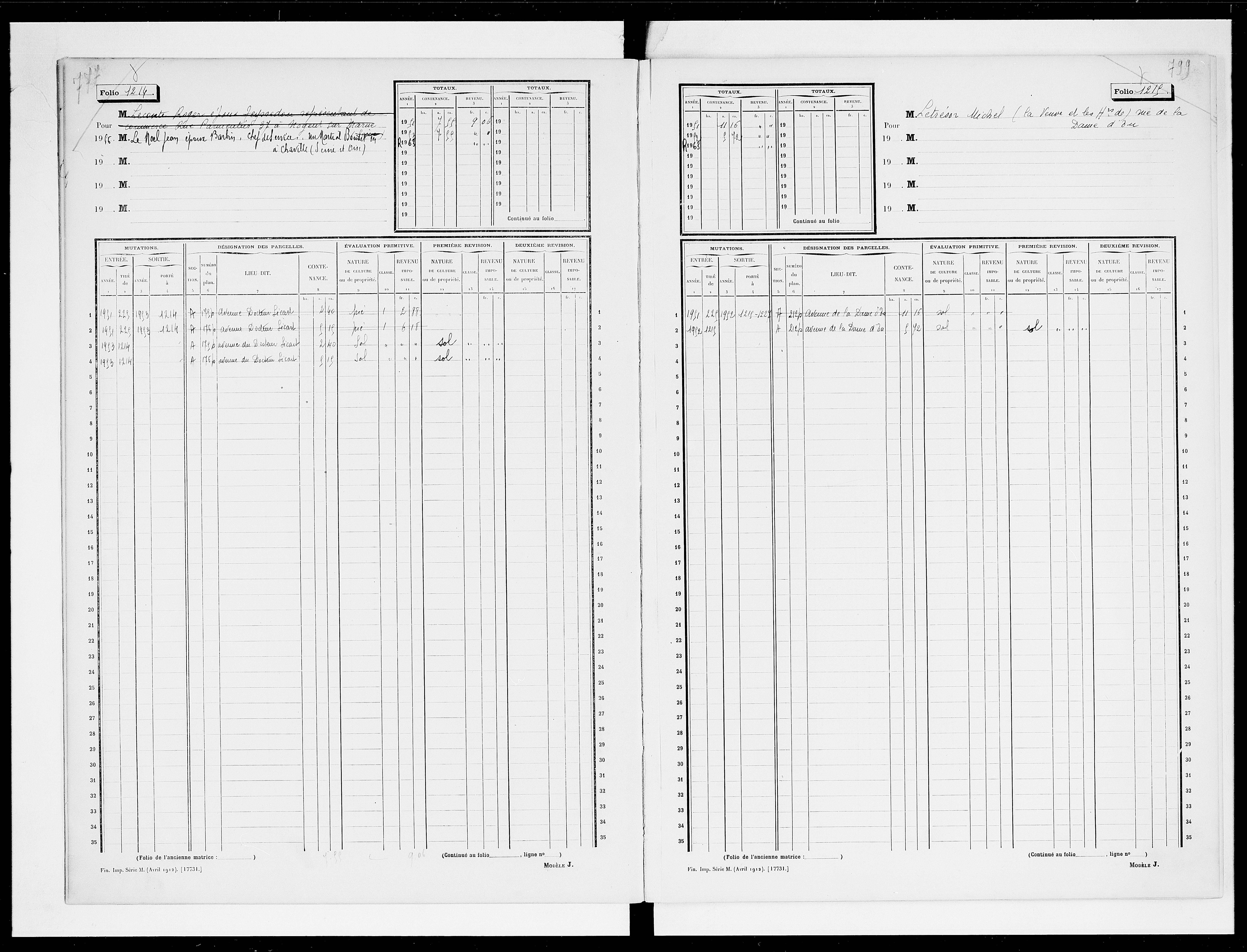 matrice cadastrale des propriétés non bâties, 1913-1963, 4e vol. (folios 1199-1398)