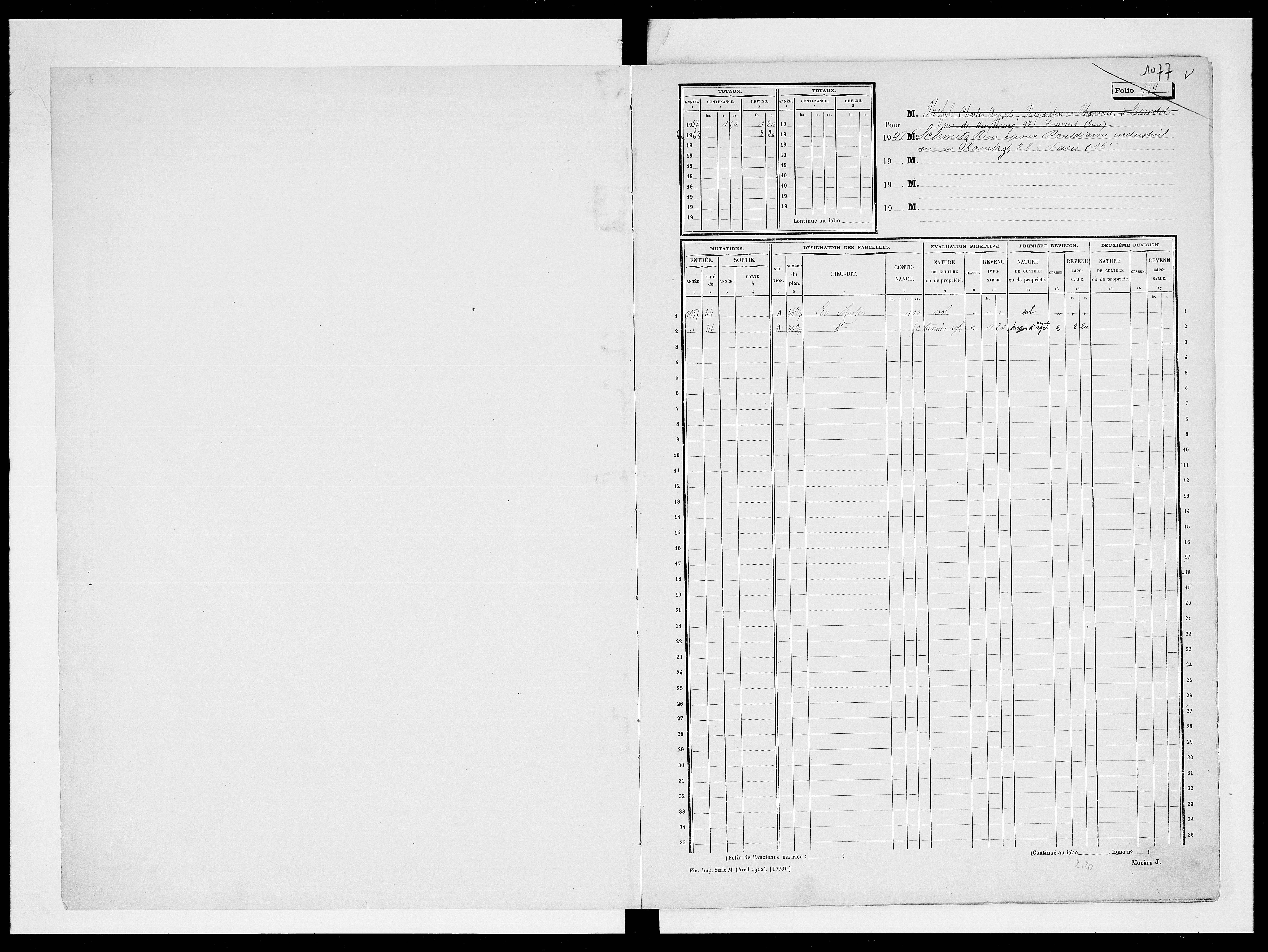 matrice cadastrale des propriétés non bâties, 1913-1963, 3e vol. (folios 999-1198)