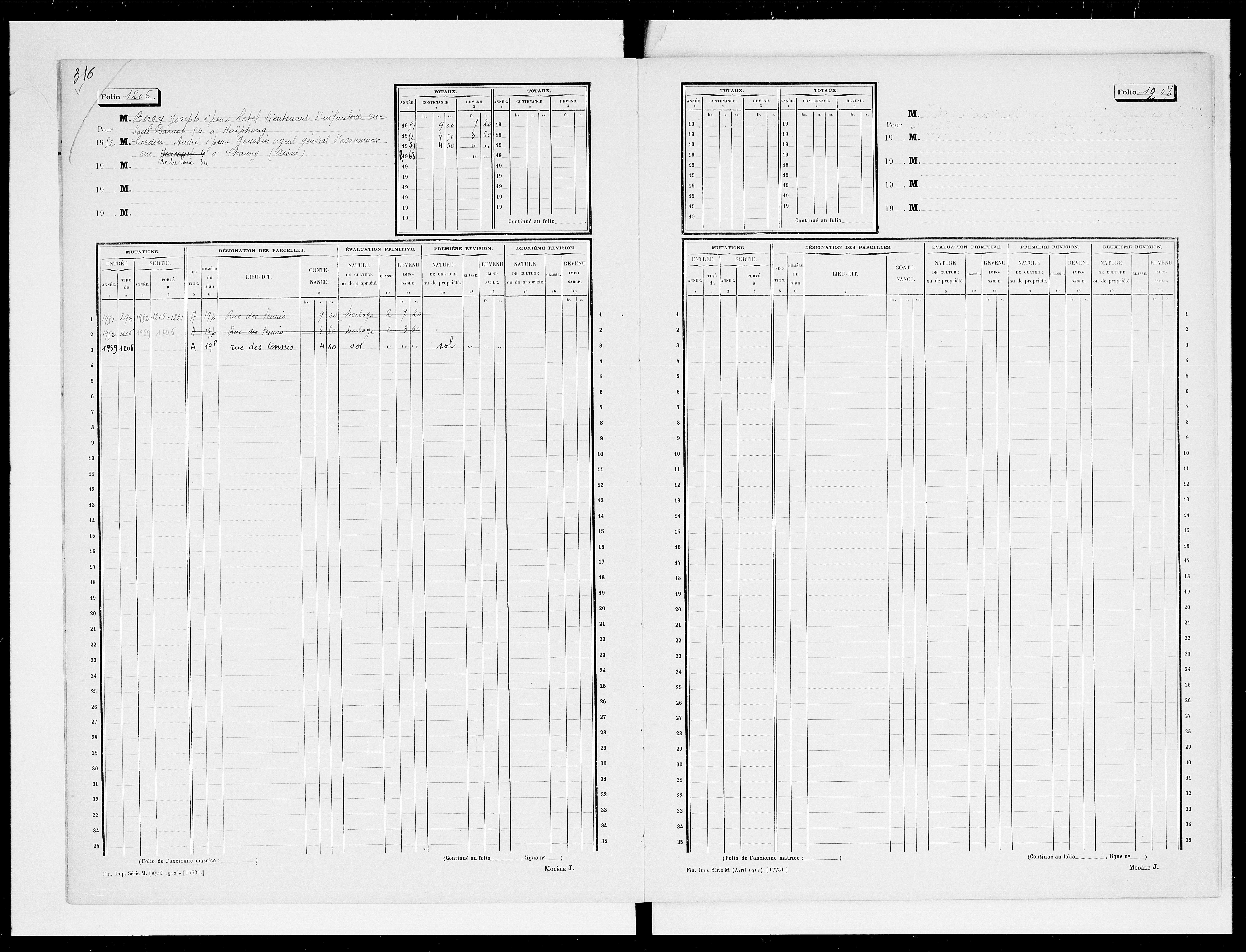 matrice cadastrale des propriétés non bâties, 1913-1963, 4e vol. (folios 1199-1398)