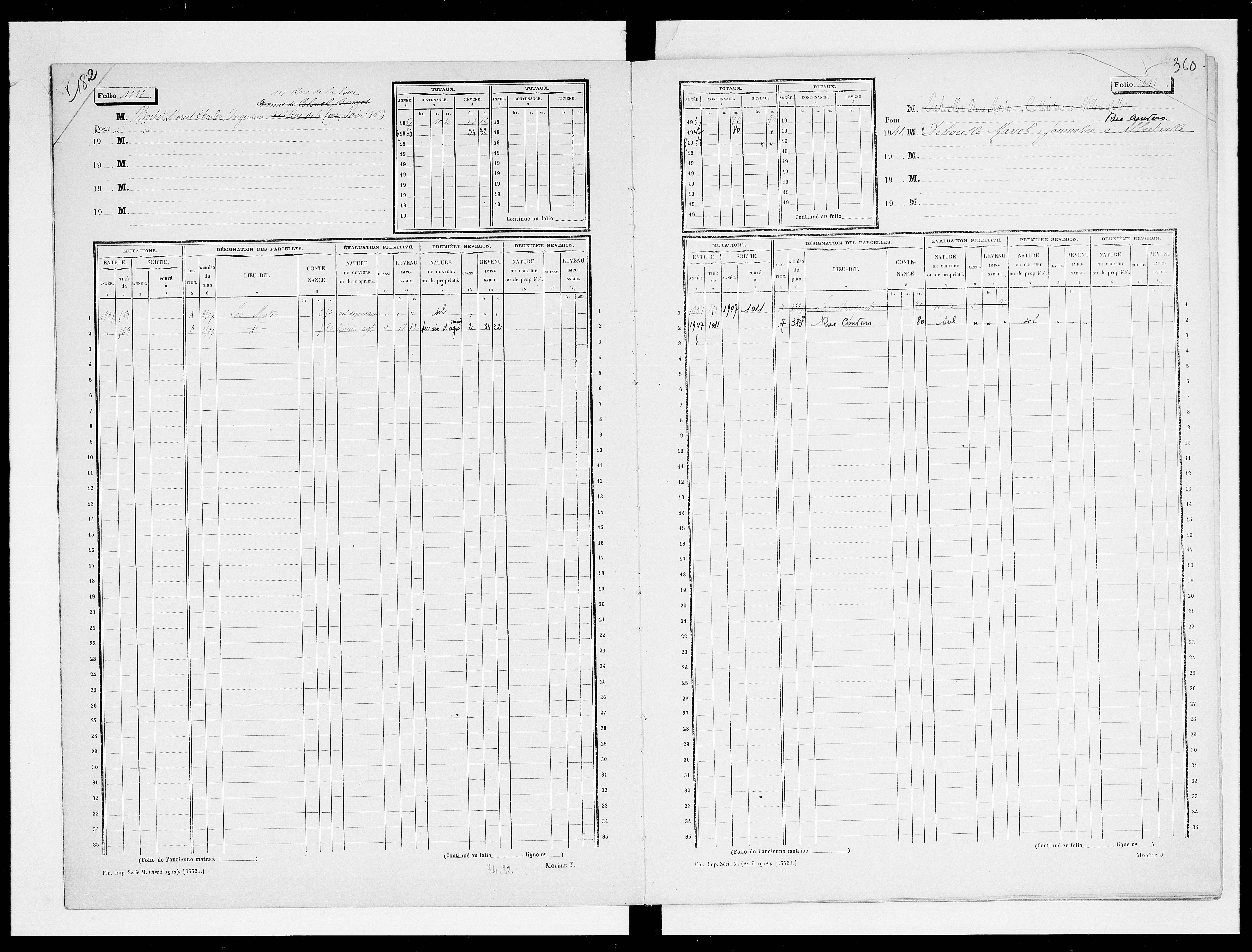 matrice cadastrale des propriétés non bâties, 1913-1963, 3e vol. (folios 999-1198)