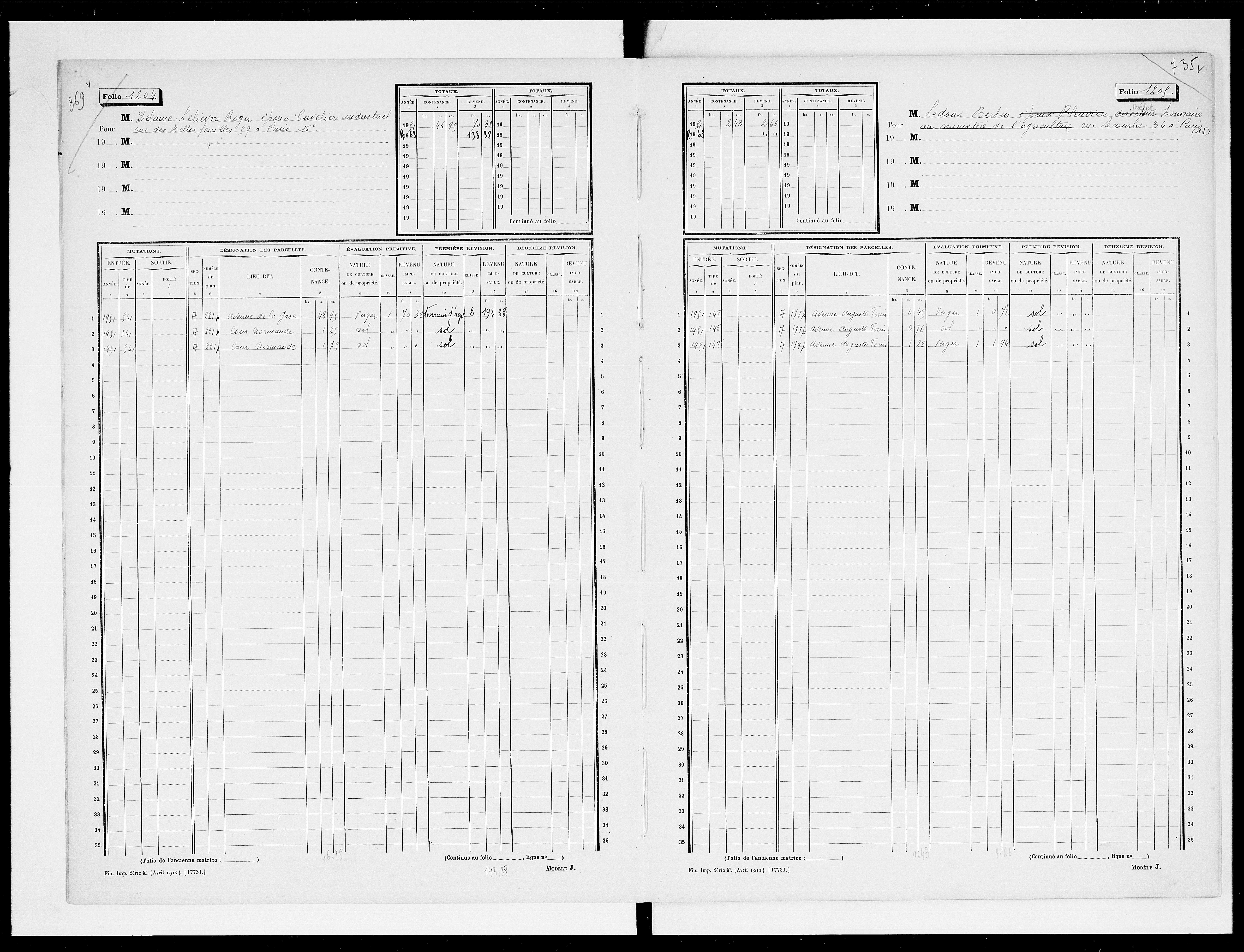 matrice cadastrale des propriétés non bâties, 1913-1963, 4e vol. (folios 1199-1398)