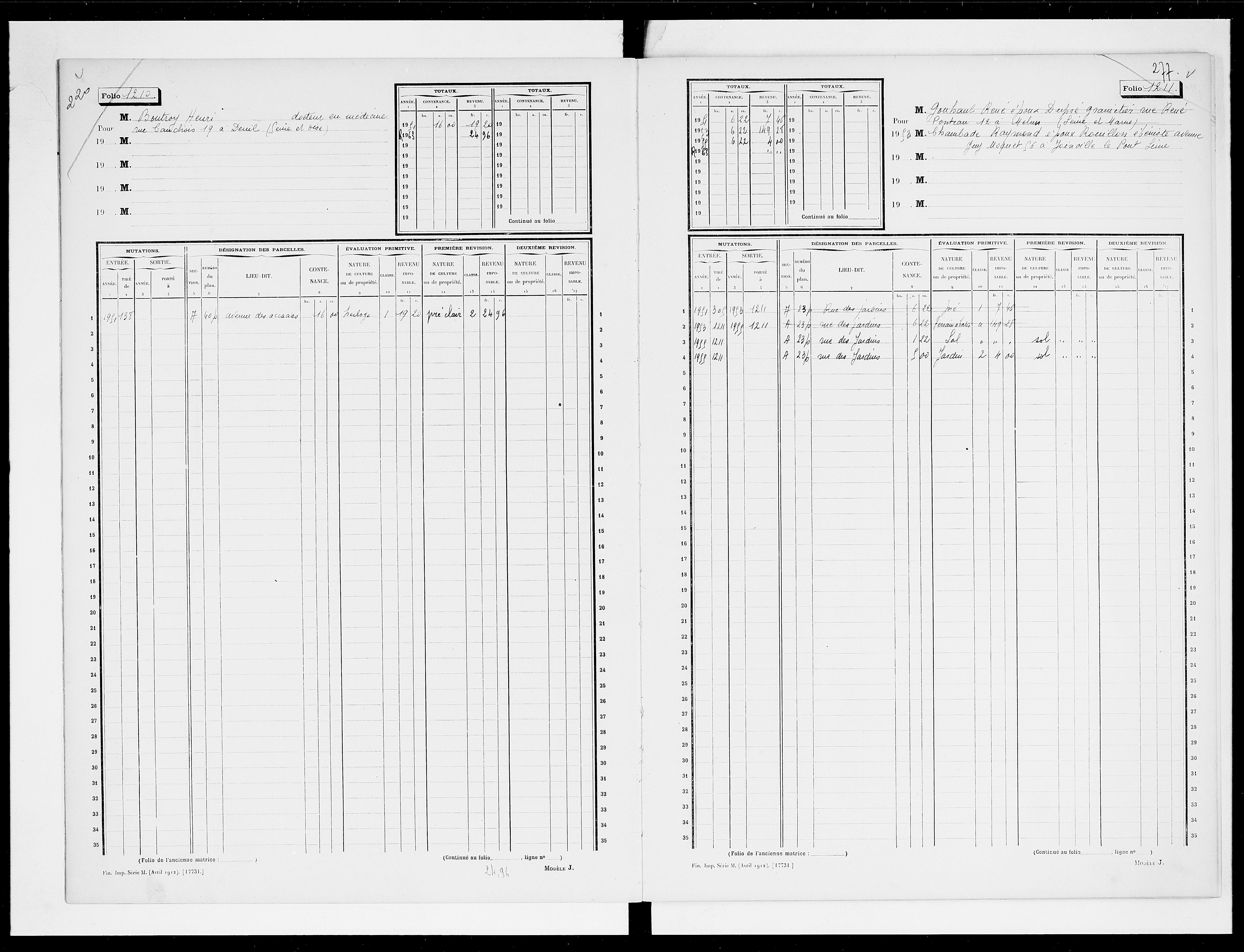 matrice cadastrale des propriétés non bâties, 1913-1963, 4e vol. (folios 1199-1398)