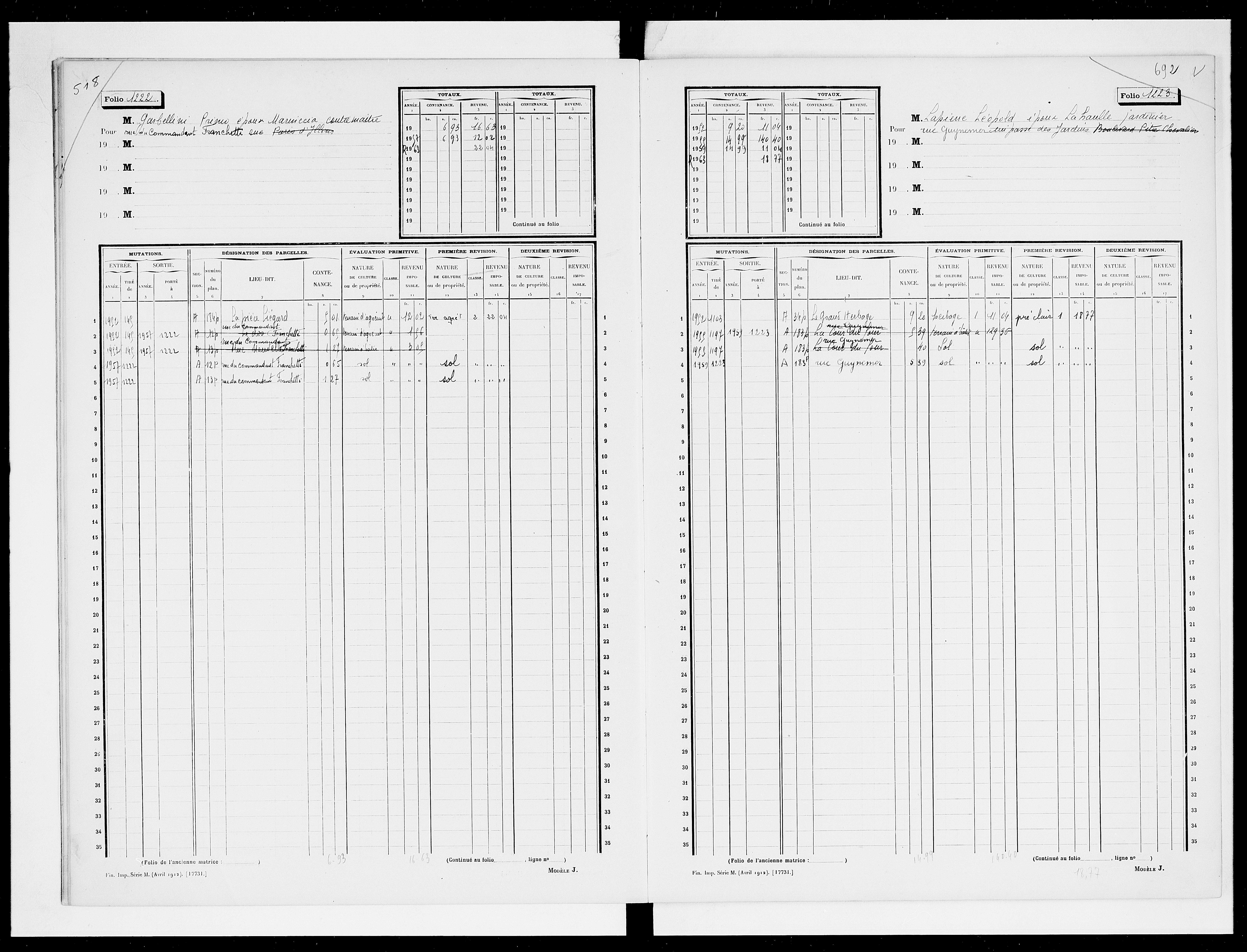 matrice cadastrale des propriétés non bâties, 1913-1963, 4e vol. (folios 1199-1398)
