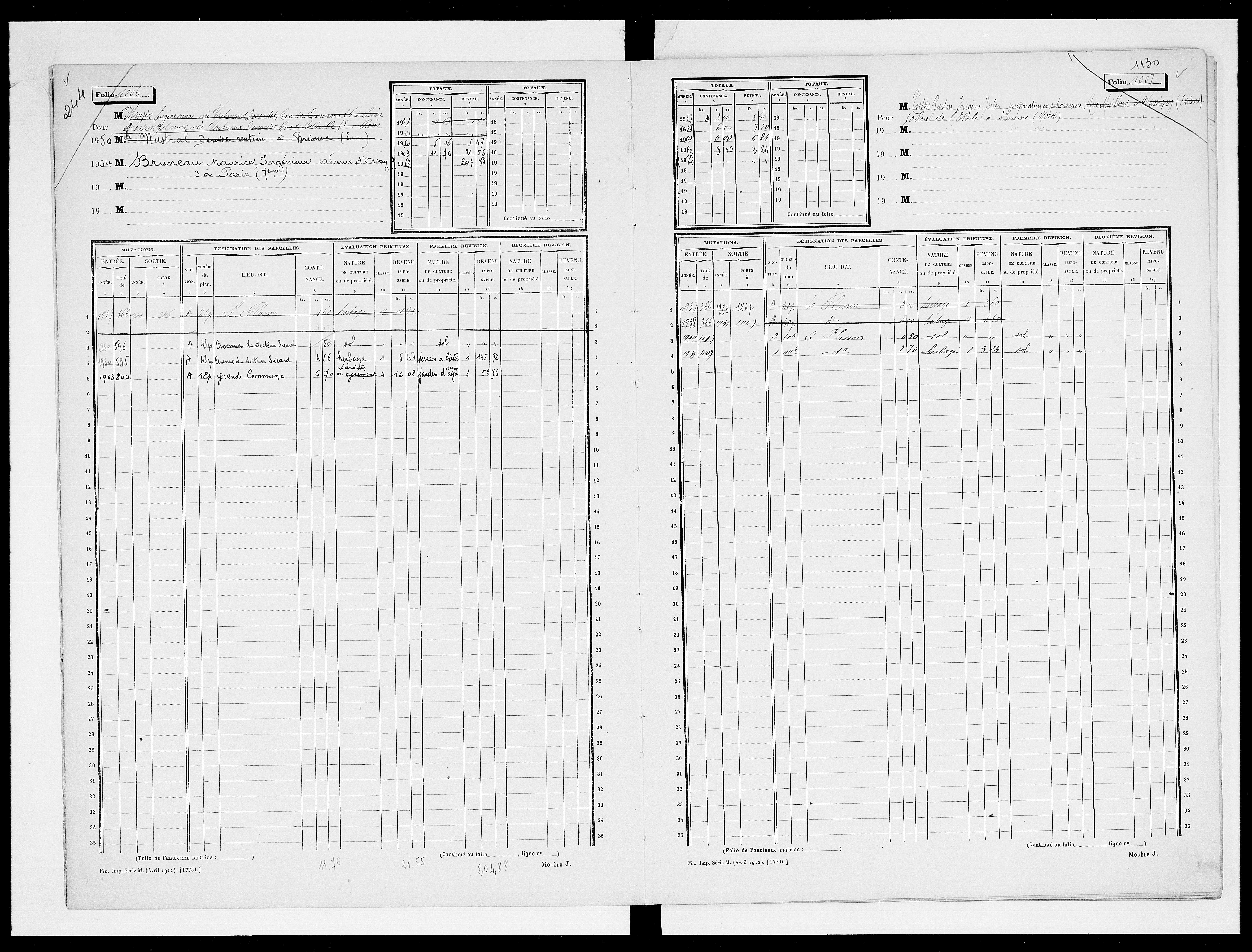 matrice cadastrale des propriétés non bâties, 1913-1963, 3e vol. (folios 999-1198)