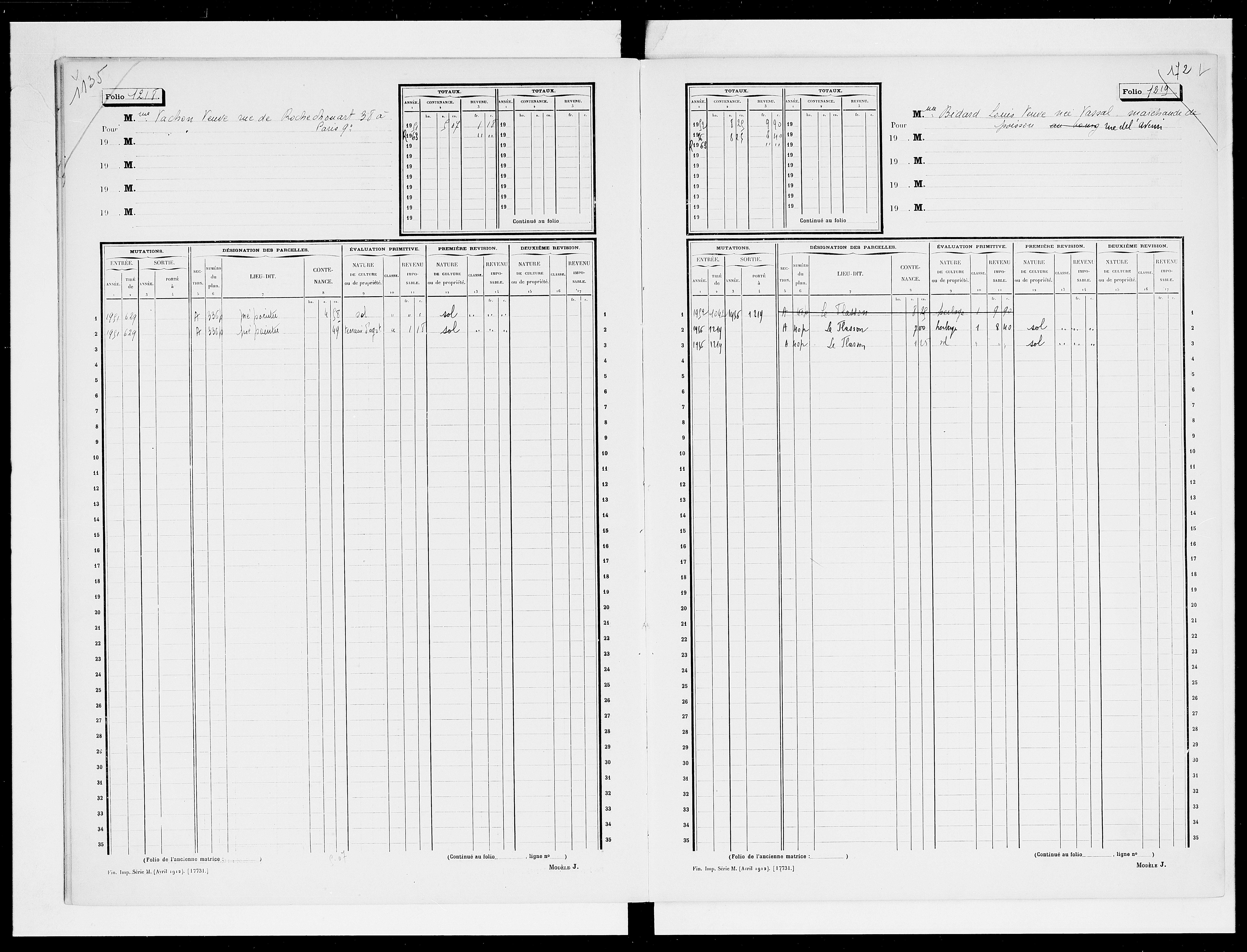 matrice cadastrale des propriétés non bâties, 1913-1963, 4e vol. (folios 1199-1398)