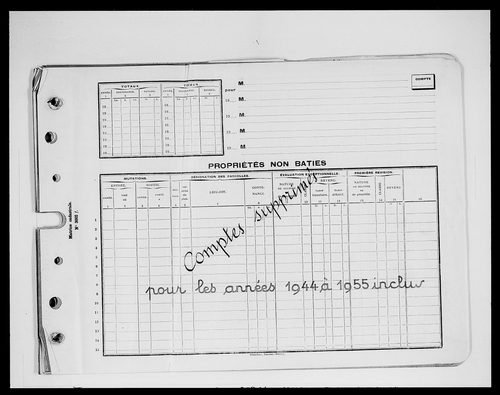 matrice cadastrale des propriétés bâties et non bâties (comptes supprimés), 1944-1955