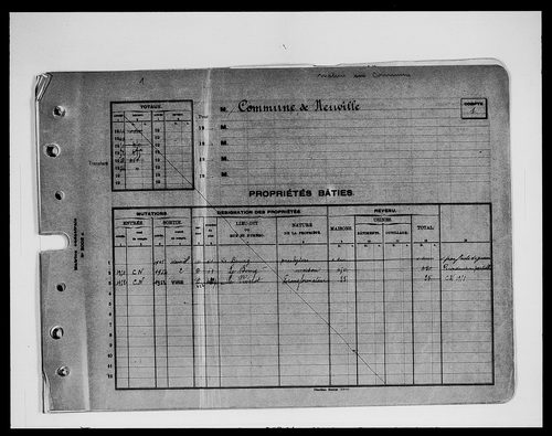 matrice cadastrale des propriétés bâties et non bâties (comptes supprimés), 1944-1955