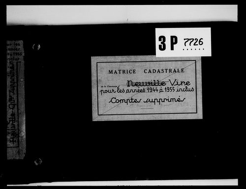 matrice cadastrale des propriétés bâties et non bâties (comptes supprimés), 1944-1955