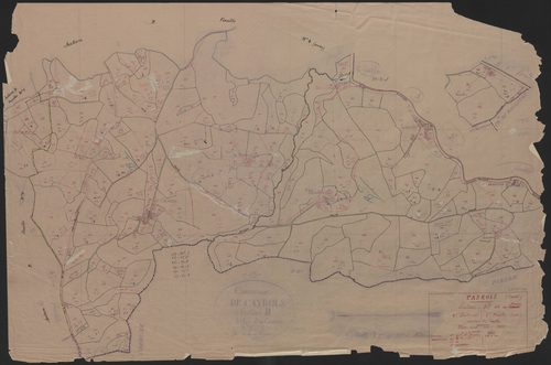 Section B dite du bourg : 4e feuille partie (n° 120 à 125, 465 à 560, 634, 643 à 644, 646 à 691) et 5e feuille partie (n° 692 à 778)