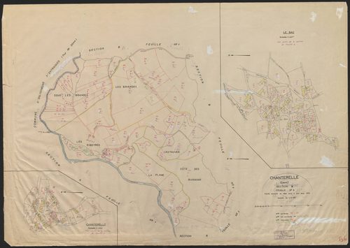 Section B : 4e feuille partie (hameau du Bac), 5e feuille partie (bourg de Chanterelle) et 6e feuille