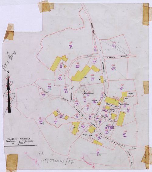 Section F : 2e feuille partie (développement du hameau de Loubarcet, n° 343 à 378)