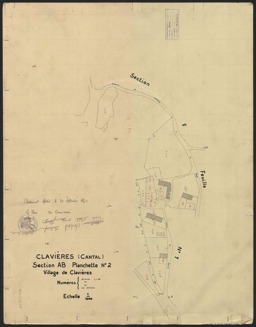 Section AB : village de Clavières (planchette n° 2)