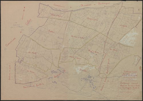 Section B2 dite de Touls et Chassagnette ; section C dite de l'Orme : 1ère feuille partie (n° 1 à 39, 115 à 158)