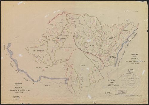 Section D : 7e feuille partie (574 à 609, 682 à 722), 8e feuille (n° 723 à 724, 765 à 713, 786 à 798), 9e feuille partie (n° 805 à 815, 818 à 823, 849)