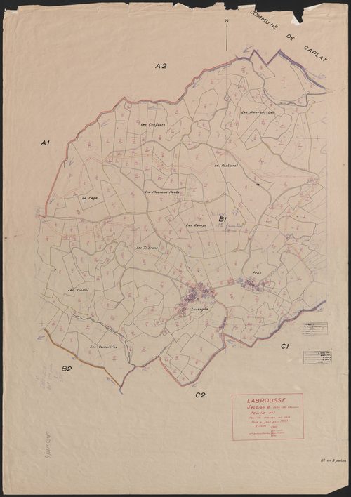 Section B dite de Lescure : 1ère feuille partie (n° 1 à 91, 144 à 308)