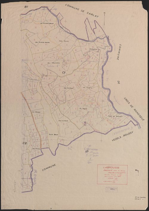 Section C dite de Moissac : 1ère feuille partie (n° 25 à 225) et 2e feuille partie (n° 299 à 310, 324 à 328)