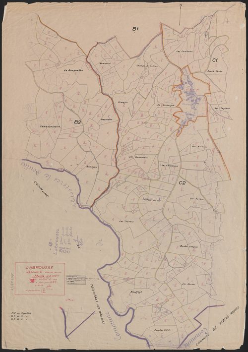 Section B dite de Lescure : 2e feuille (n° 433 à 489) ; section C dite de Moissac : 1ère feuille partie (n° 1 à 24, 226 à 244) et 2e feuille partie (n° 245 à 298, 311 à 323, 329 à 453)