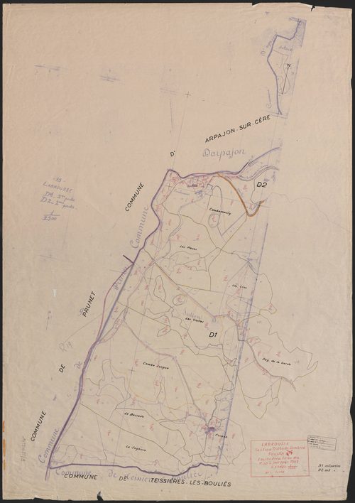 Section D dite de Combret : 1ère feuille partie (n° 1 à 15, 135 à 198) et 2e feuille partie (n° 390 à 392)