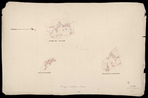 Feuille de développement, bourg de Leucamp, villages de la Comparnie et de Bancarel (éch. 1/1250)