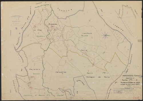 Section E : 1ère feuille partie (n° 20 à 80), 2e feuille partie (n° 81 à 90, 107 à 109)
