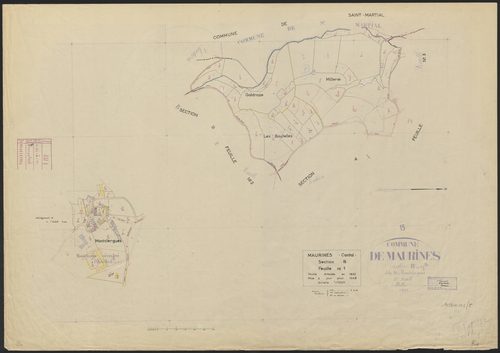 Section B : 1ère feuille partie (n° 1 à 44) et 2e feuille partie (développement du hameau de Montclergues)