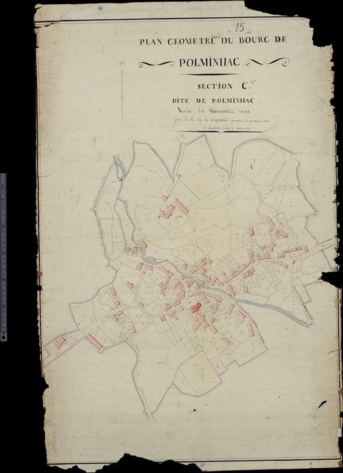 Plan géométrique du bourg de Polminhac (section C)