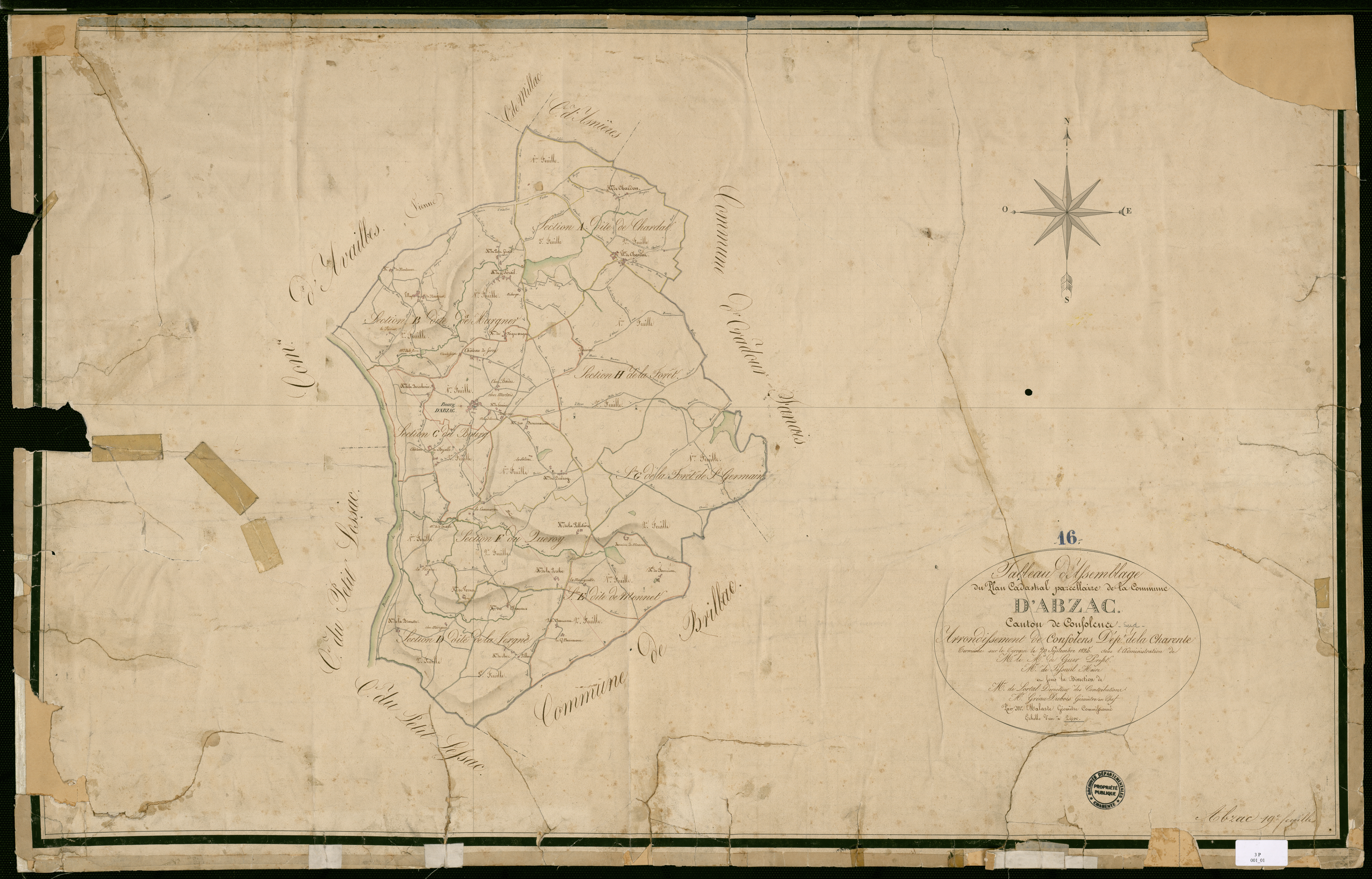 Abzac - 3 P 1/1 - Tableau d'assemblage.  | 1825