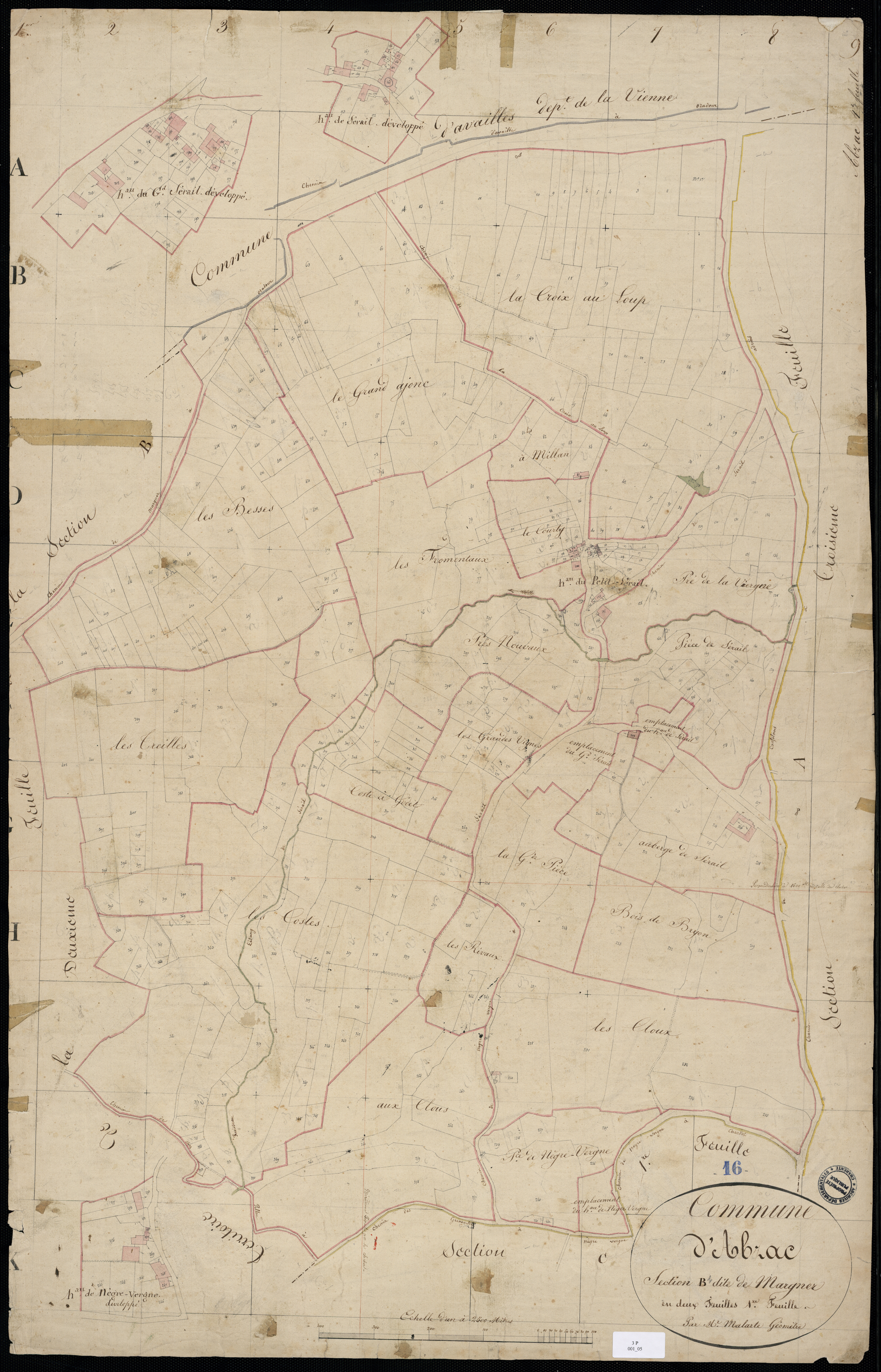Abzac - 3 P 1/5 - Section B dite de Margner. Feuille 1.  | 1825