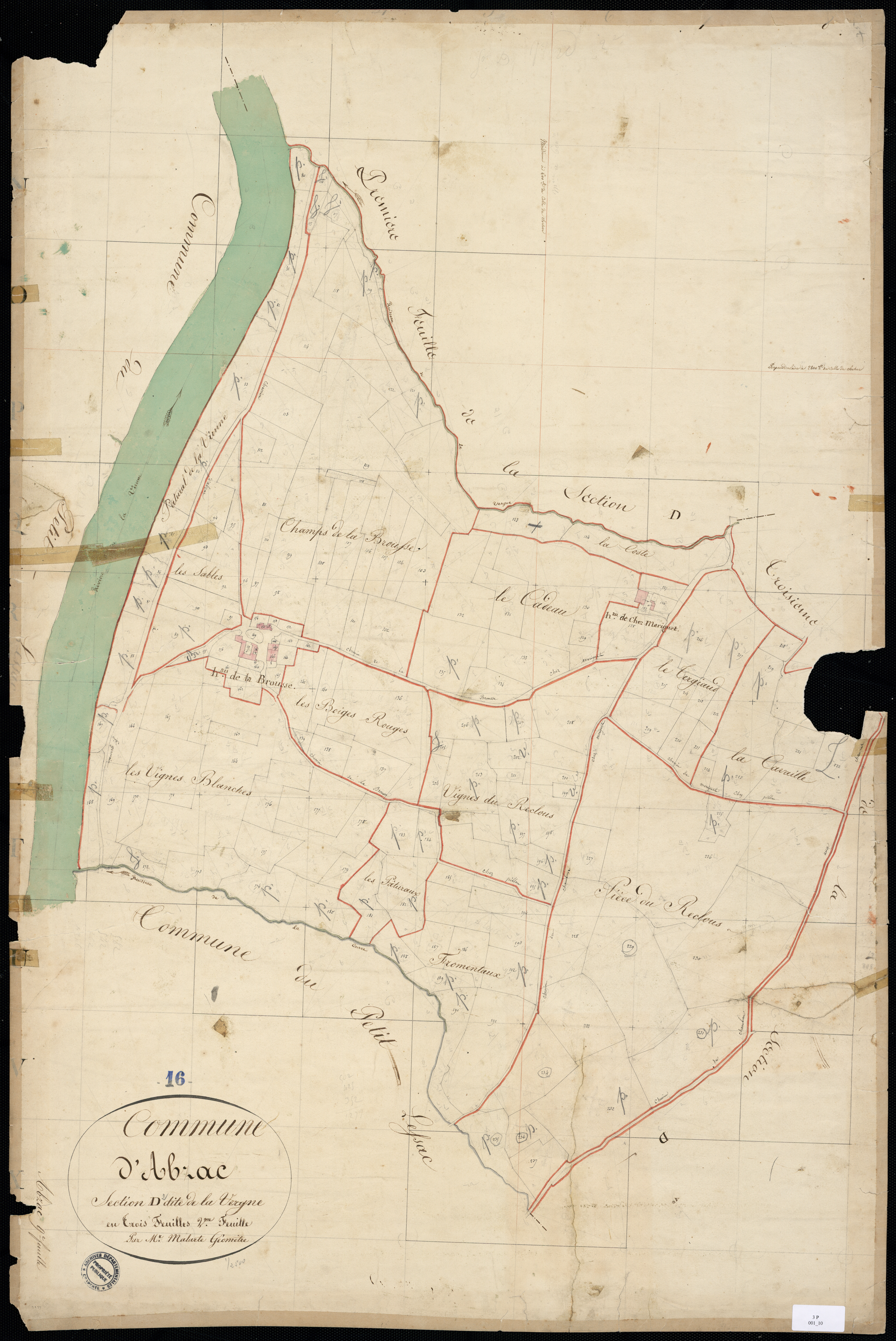 Abzac - 3 P 1/10 - Section D dite de la Vergne. Feuille 2.  | 1825