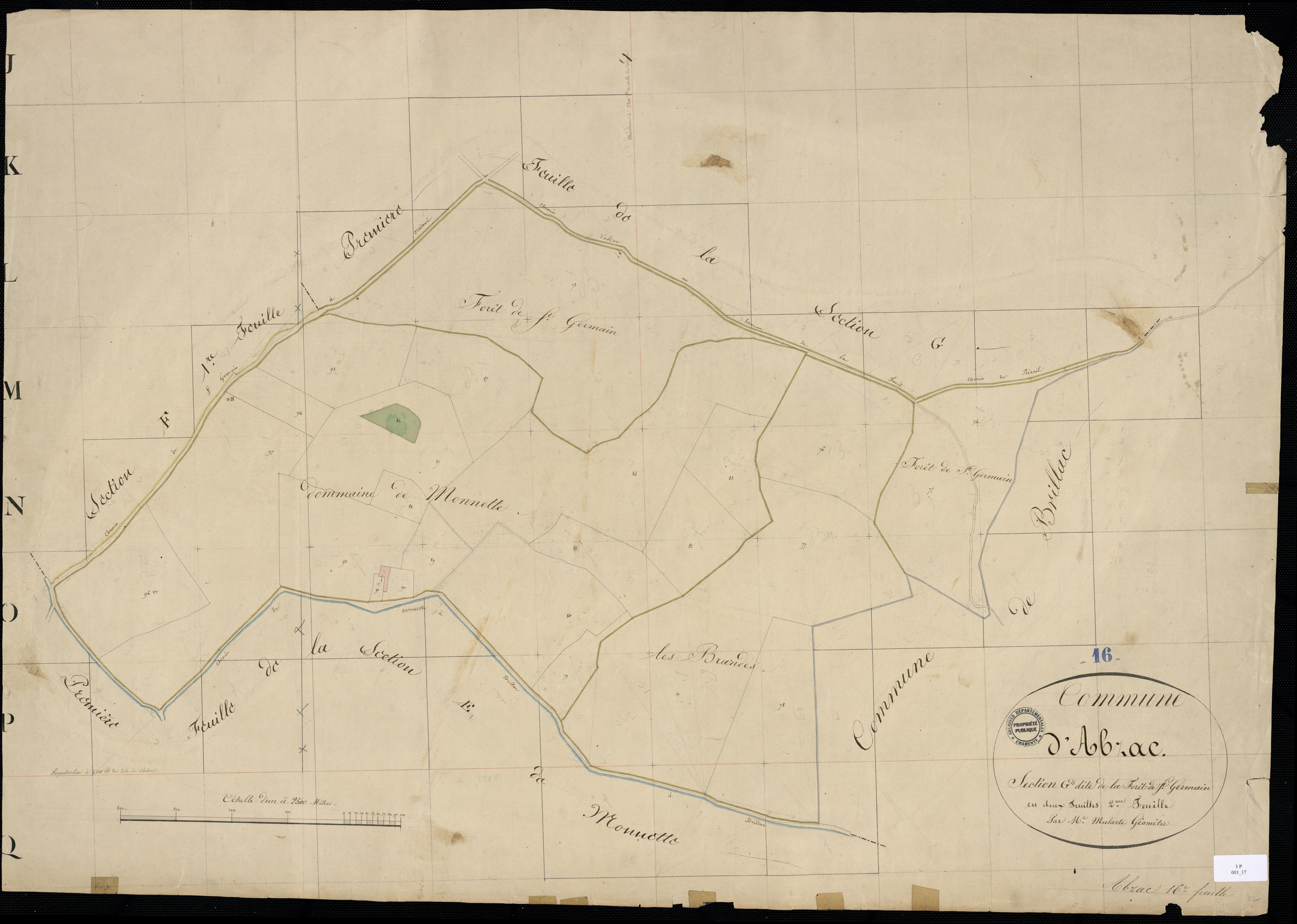 Abzac - 3 P 1/17 - Section G dite de la Forêt de Saint-Germain. Feuille 2.  | 1825