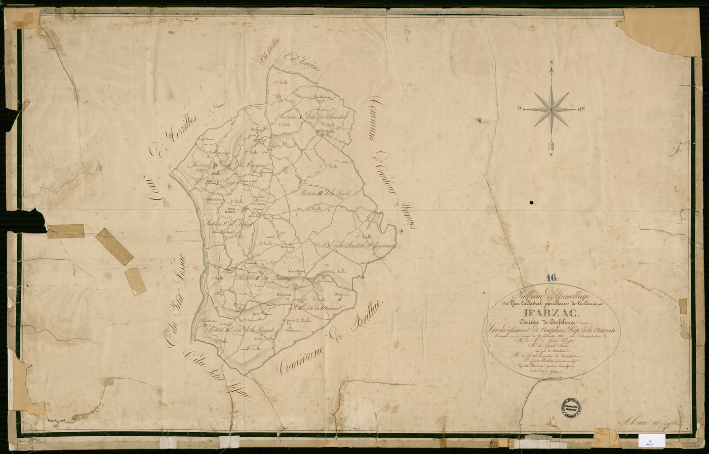 Abzac - 3 P 1/1 - Tableau d'assemblage.  | 1825