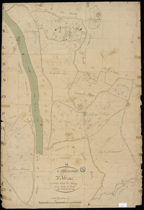 Abzac - 3 P 1/8 - Section C dite du Bourg. Feuille 2.  | 1825