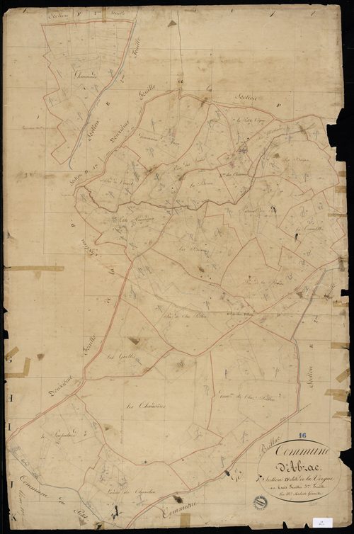 Abzac - 3 P 1/11 - Section D dite de la Vergne. Feuille 3.  | 1825