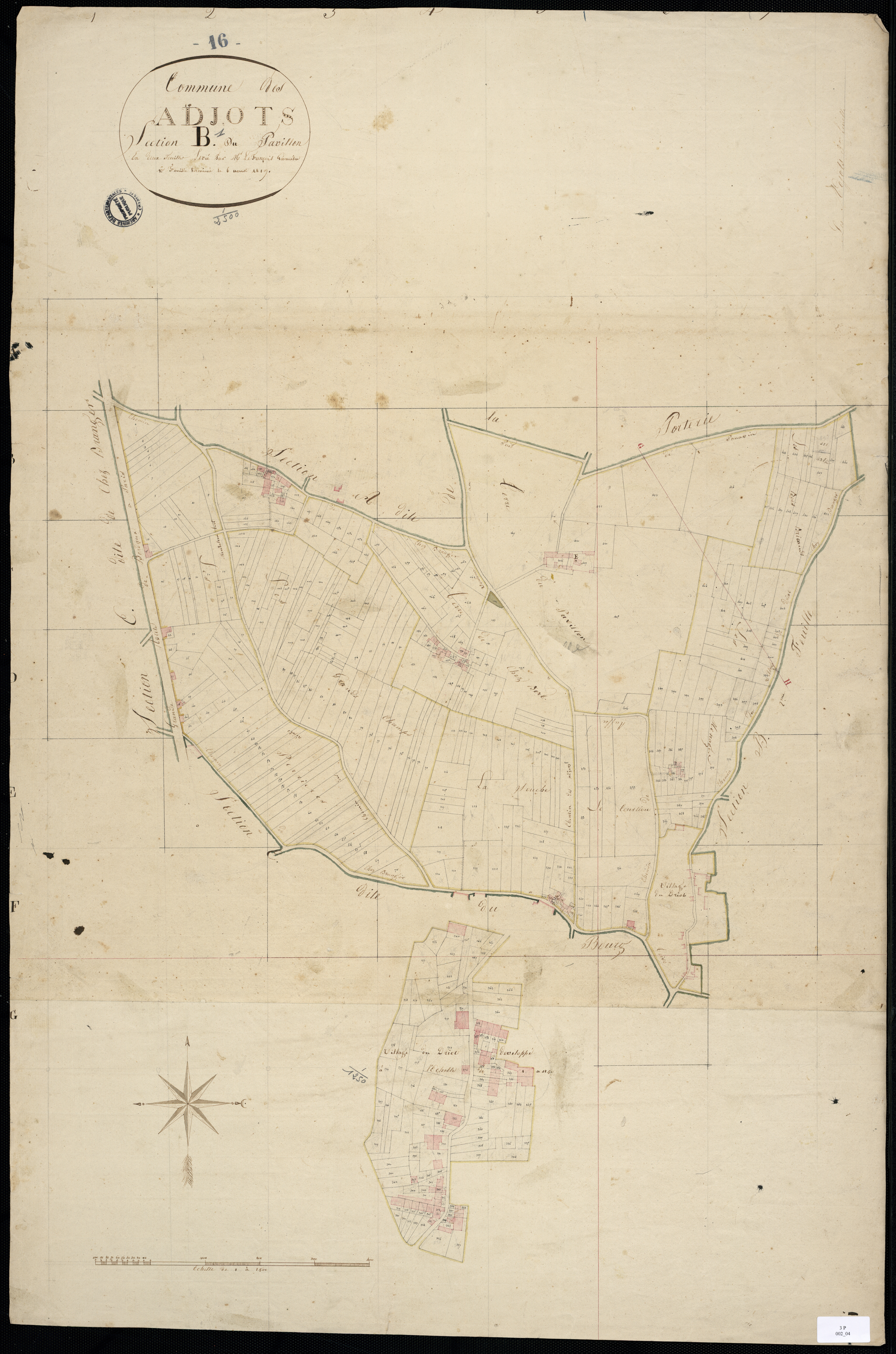 Agris - 3 P 2/4 - Section B dite du Pavillon. Feuille 1.  | 1819