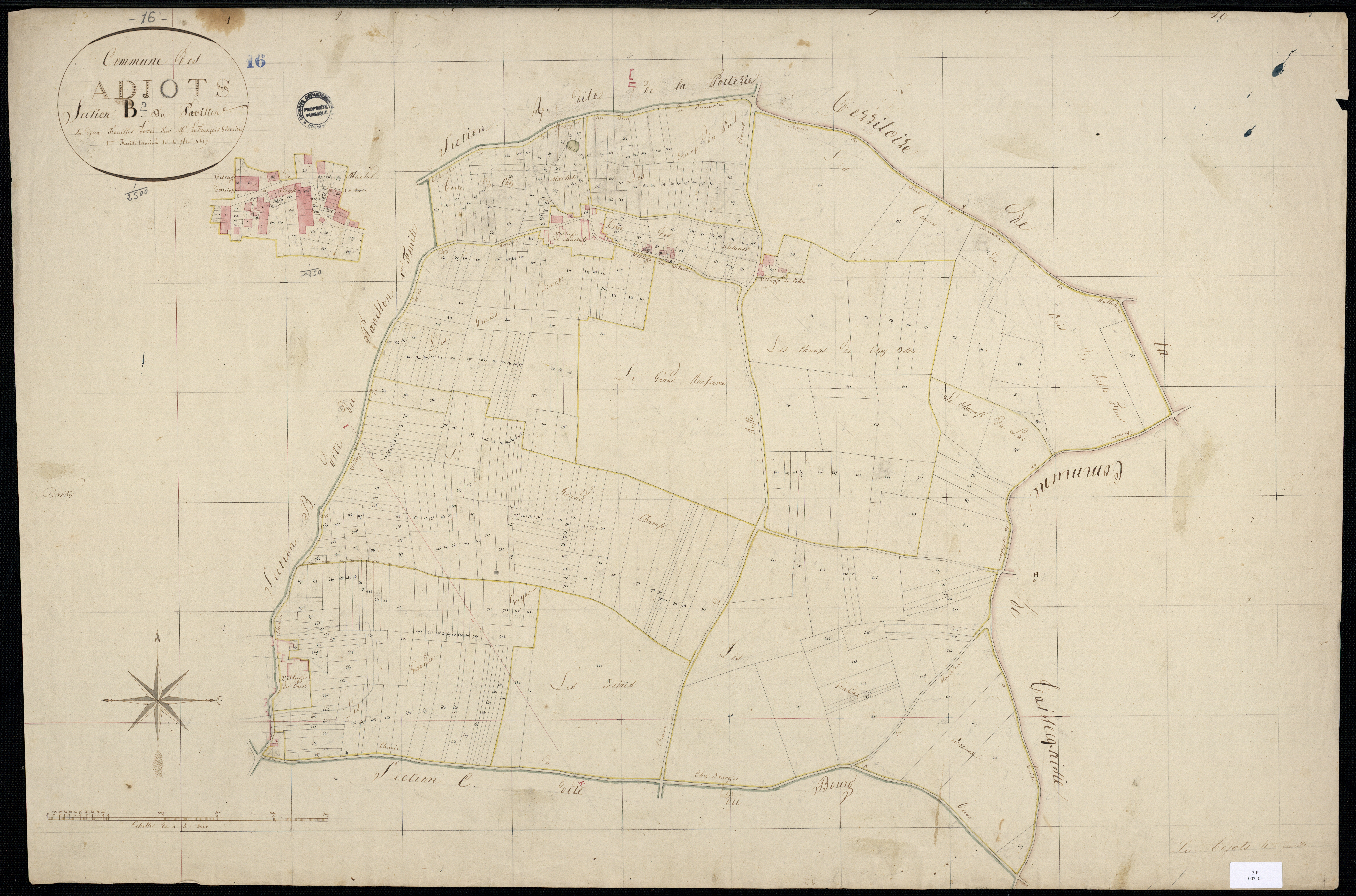 Agris - 3 P 2/5 - Section B dite du Pavillon. Feuille 2.  | 1819