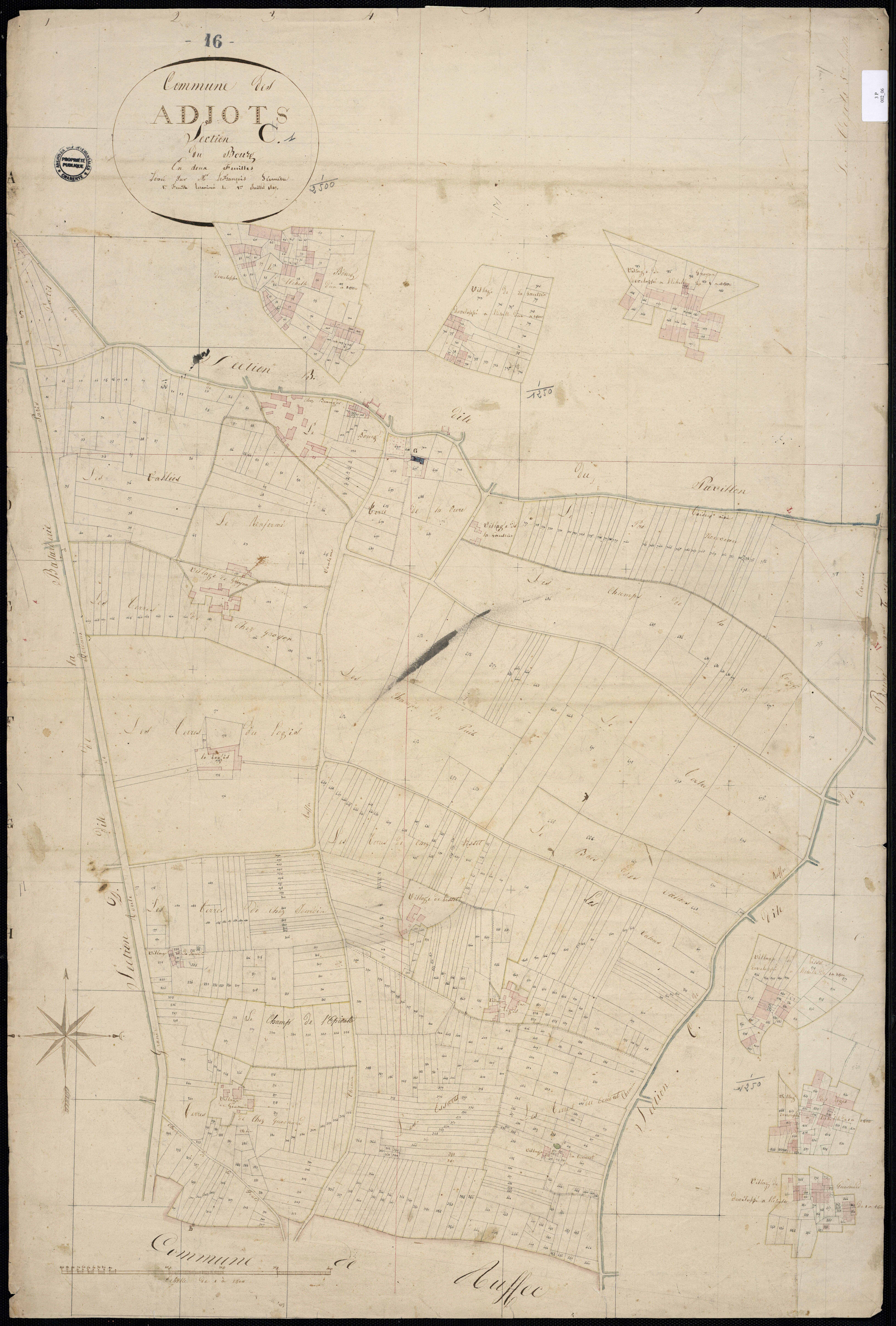 Agris - 3 P 2/6 - Section C dite du Bourg. Feuille 1.  | 1819
