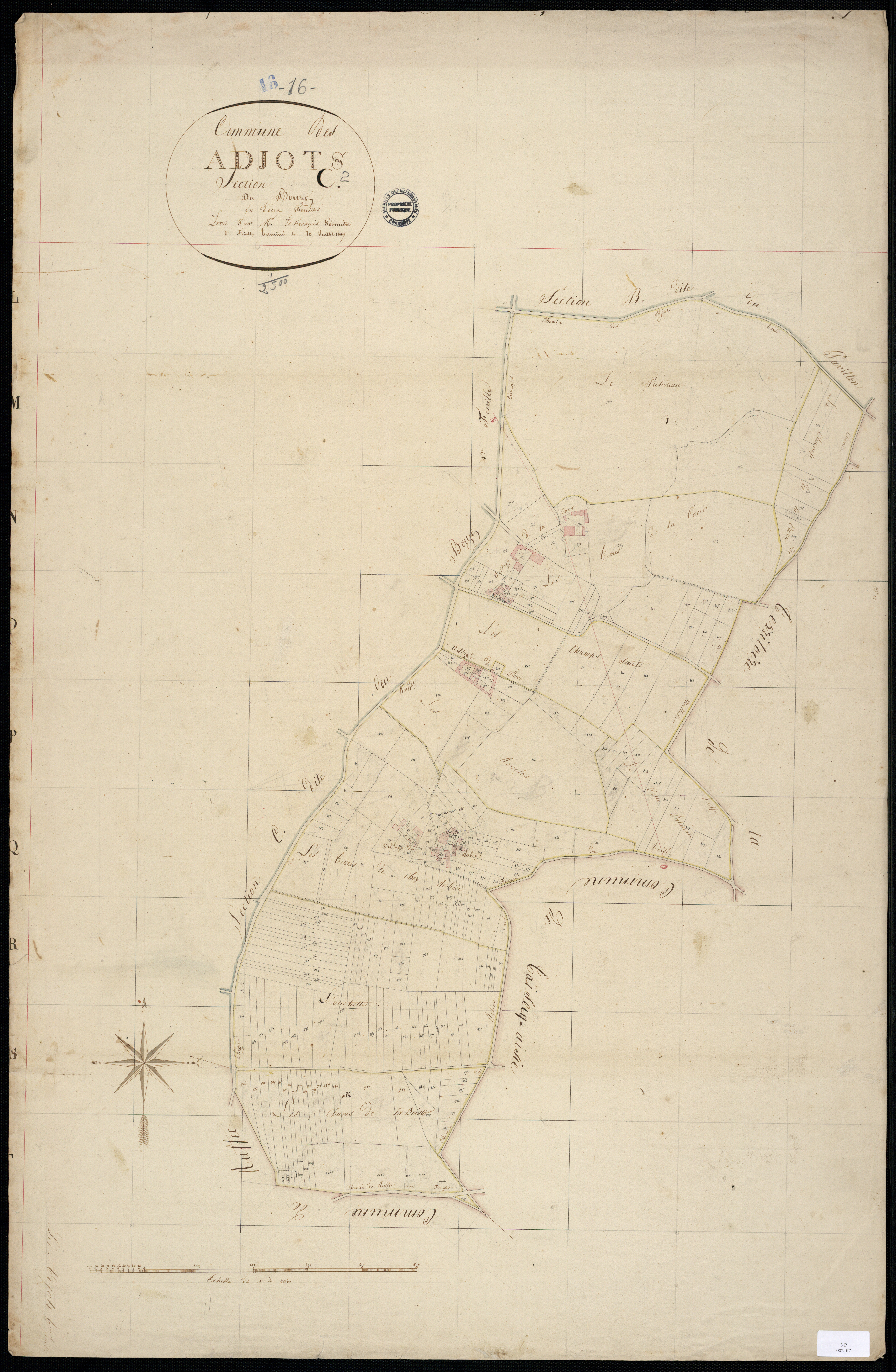 Agris - 3 P 2/7 - Section C dite du Bourg. Feuille 2.  | 1819