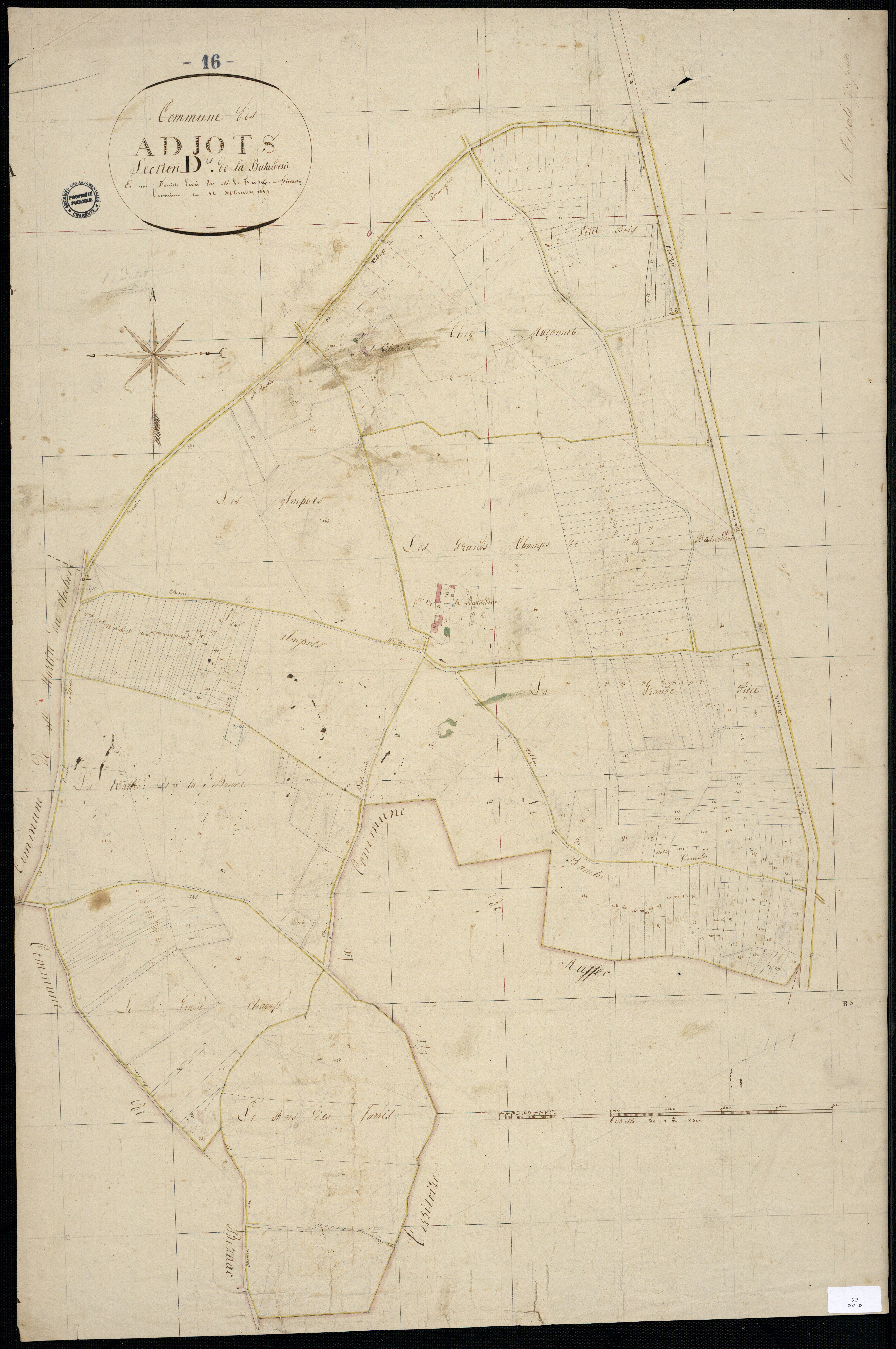 Agris - 3 P 2/8 - Section D dite de la Batarderie.  | 1819