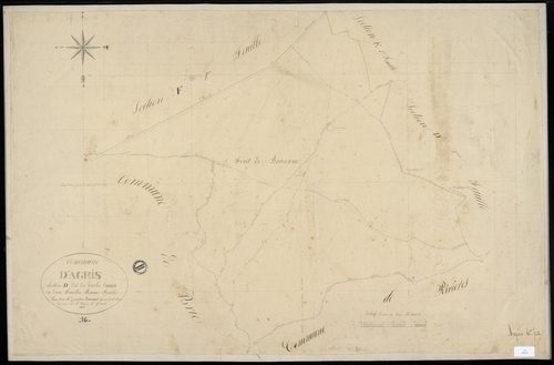 Agris - 3 P 3/7 - Section D dite des Vieilles Vaures. Feuille 1.  | 1830